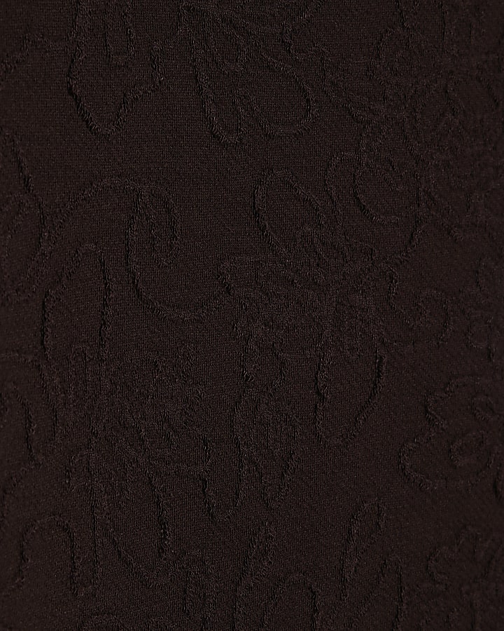 Brown Jacquard Short Sleeve Boxy T-shirt