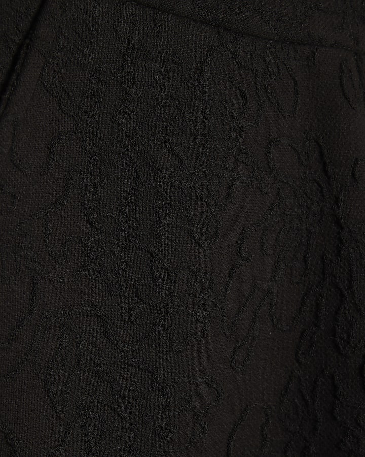 Black Jacquard Wide Leg Trousers