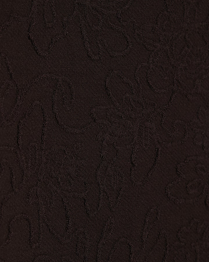 Brown Jacquard Wide Leg Trousers