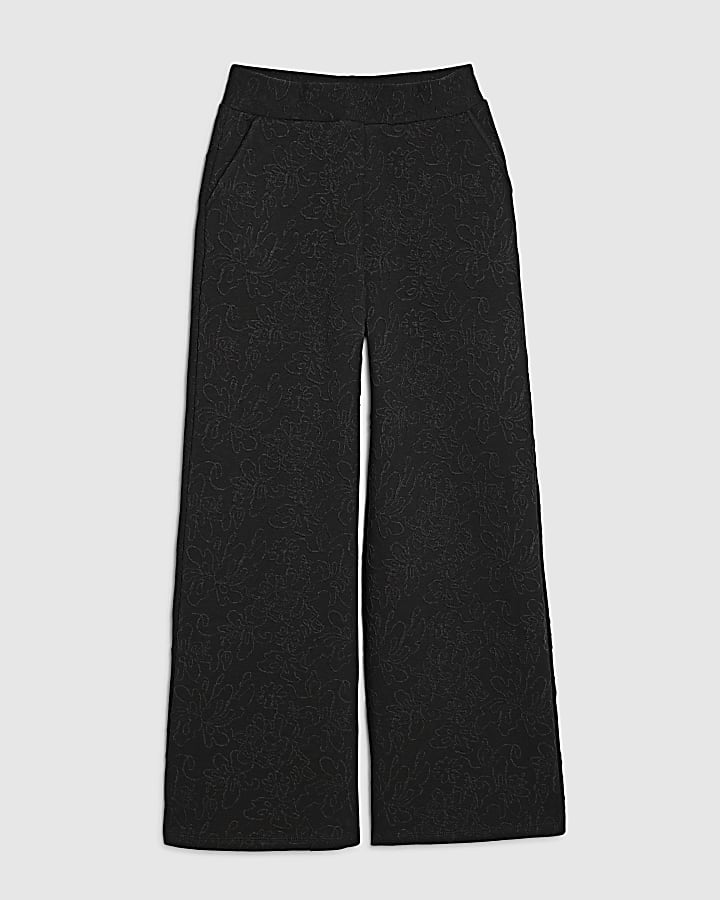 Brown Jacquard Wide Leg Trousers