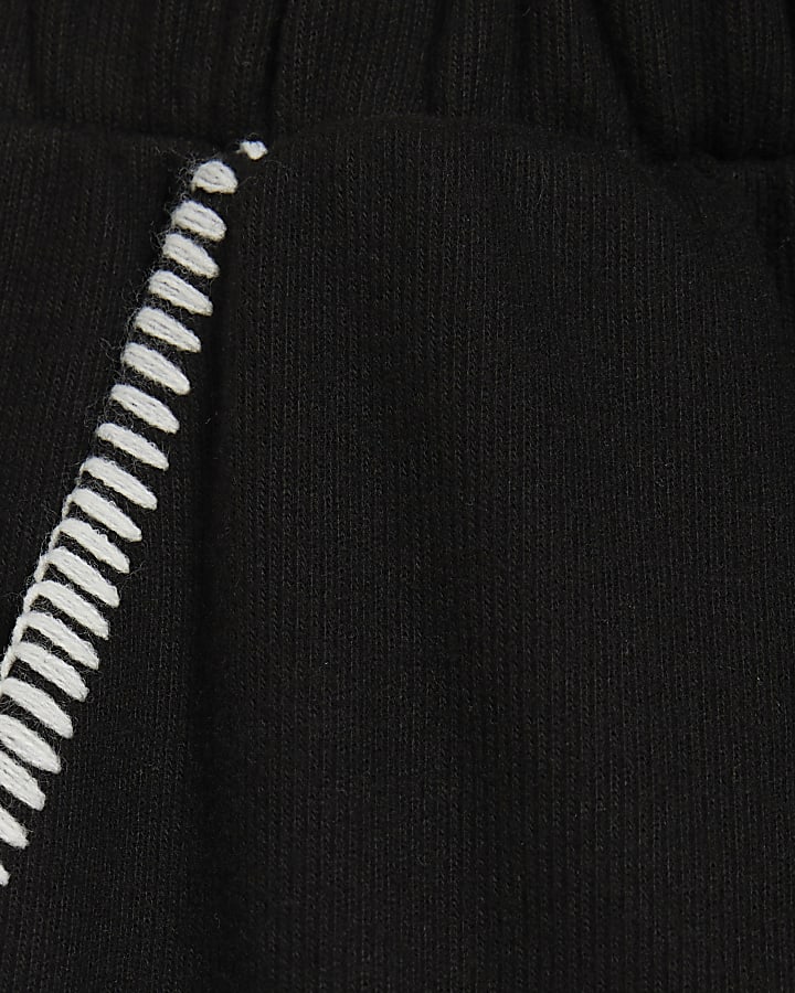 Black Whipstitch Cosy Wide Leg Joggers