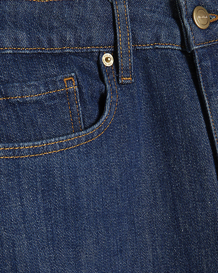 Blue High Waisted Stretch Straight Leg Jeans