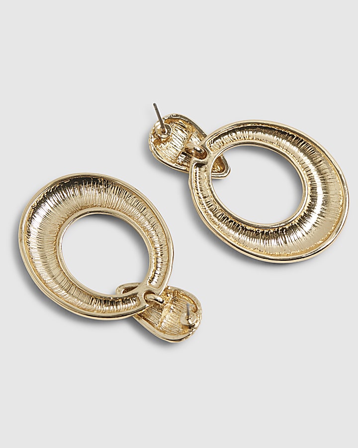 Gold Black Zebra Drop Earrings