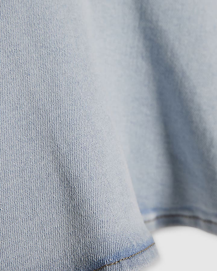 Blue Denim Peplum Bandeau Top