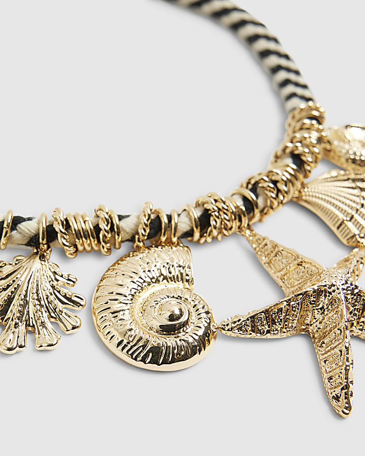 Gold Rope Sealife Charm Necklace