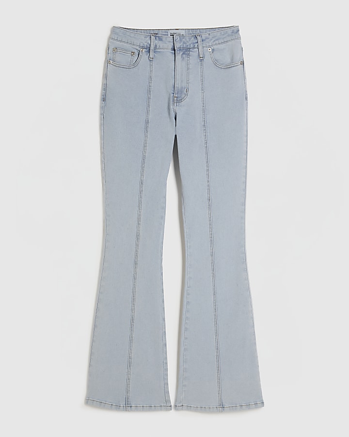 Blue Bootcut Seamed Jeans