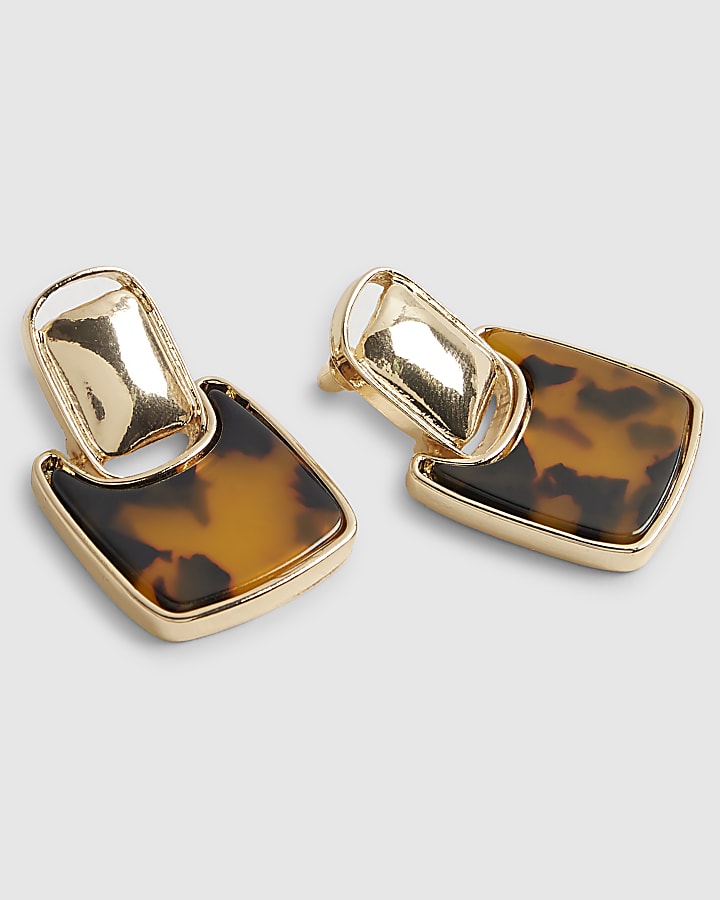 Brown Square Doorknocker Earrings