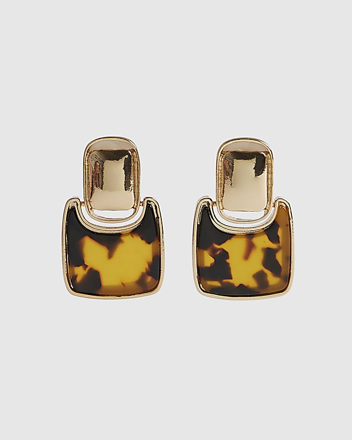 Brown Square Doorknocker Earrings