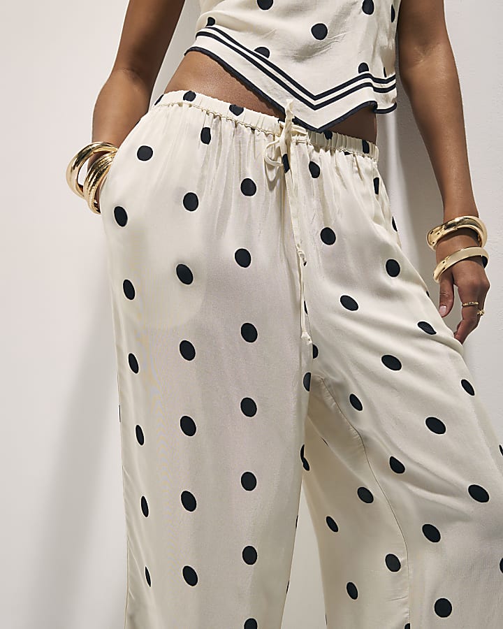 Cream Spot Print Hanky Top