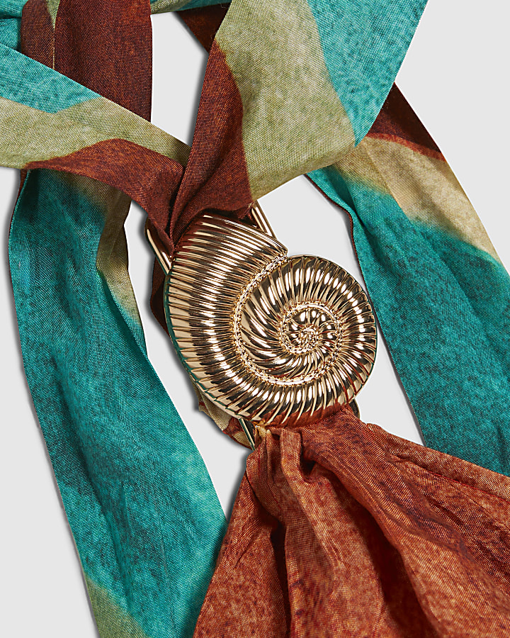 Brown Swirl Print Halter Neck Top