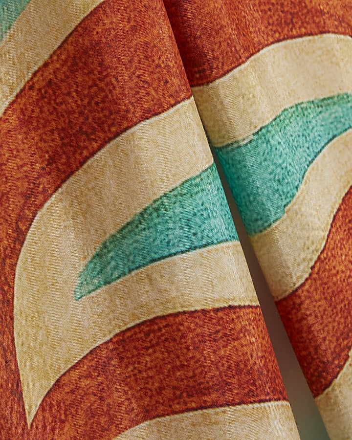 Brown Swirl Print Wide Leg Trousers