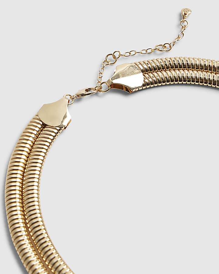 Gold Double Snake Chain Necklace
