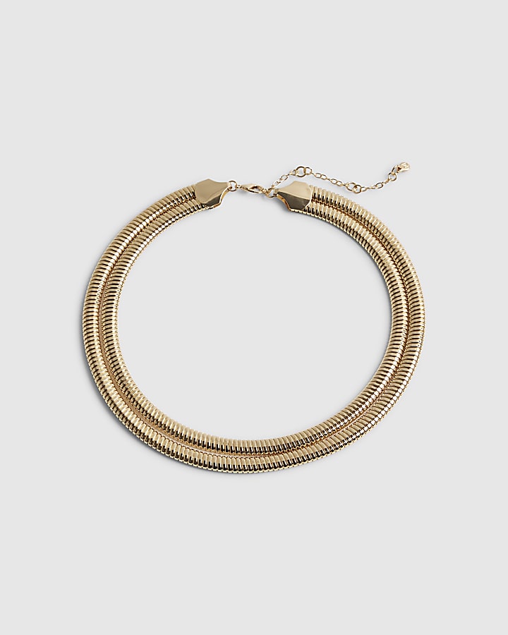Gold Double Snake Chain Necklace