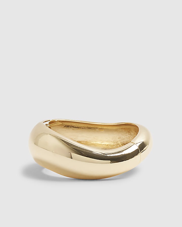 Gold Polished Wave Bangle