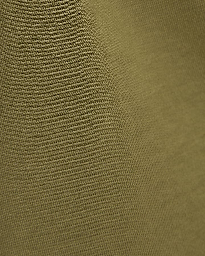 Khaki Short Sleeve Tie Back Seamed Top