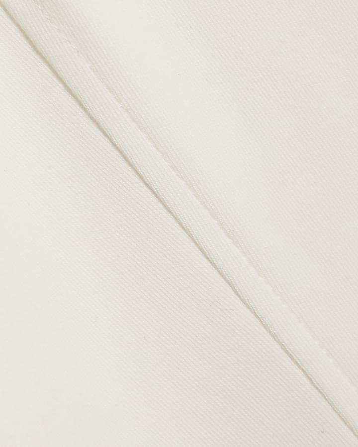 Cream Short Sleeve Tie Back Seamed Top