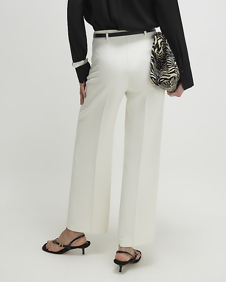 White Belted Straight Leg Trousers