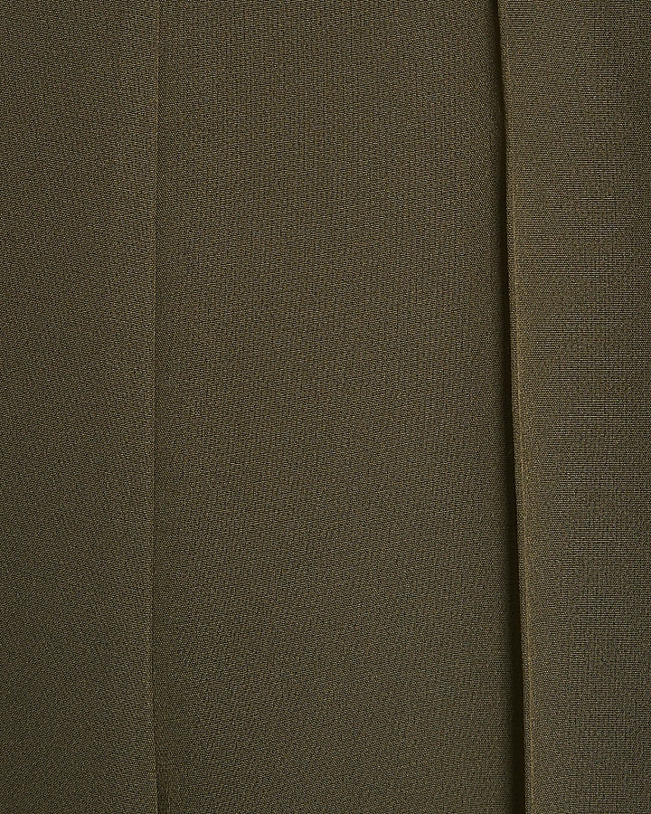 Khaki Belted Straight Leg Trousers