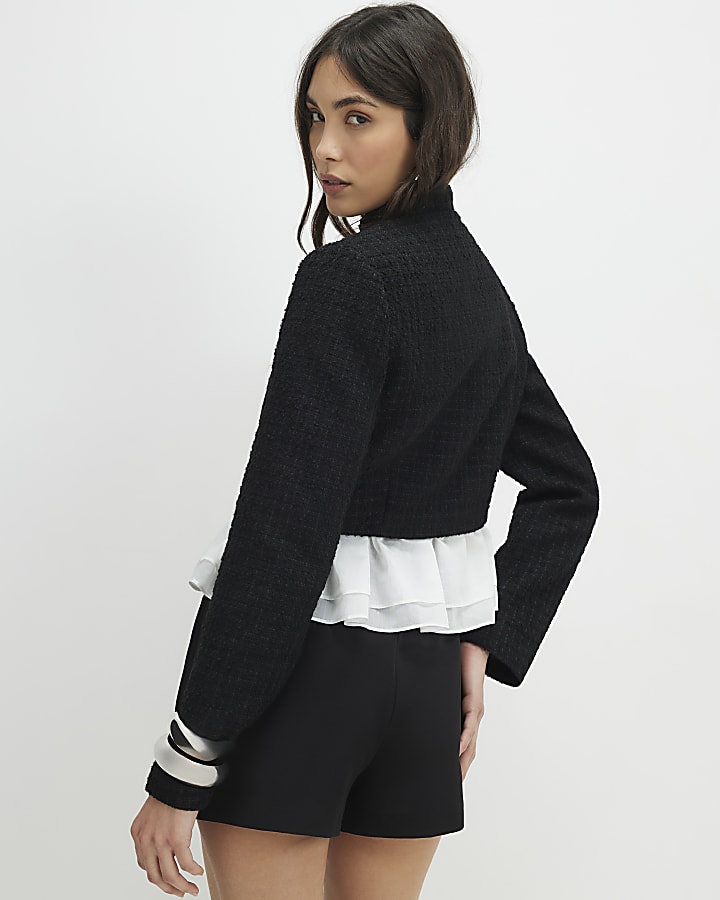 Black Belted Pin Tuck Shorts