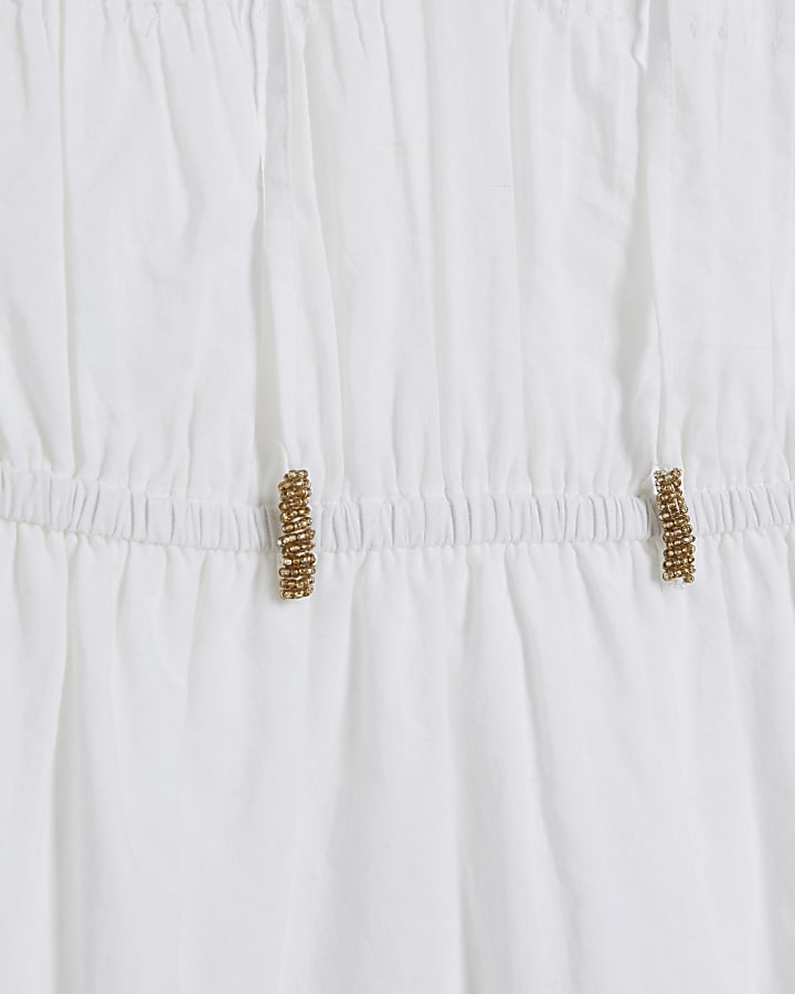 White Ruffle Sleeve Lace Dress