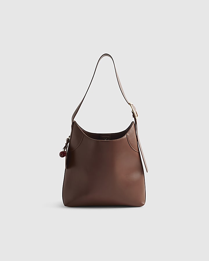 Brown Buckled Slouch Bag
