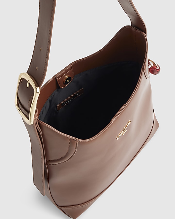 Brown Buckled Slouch Bag