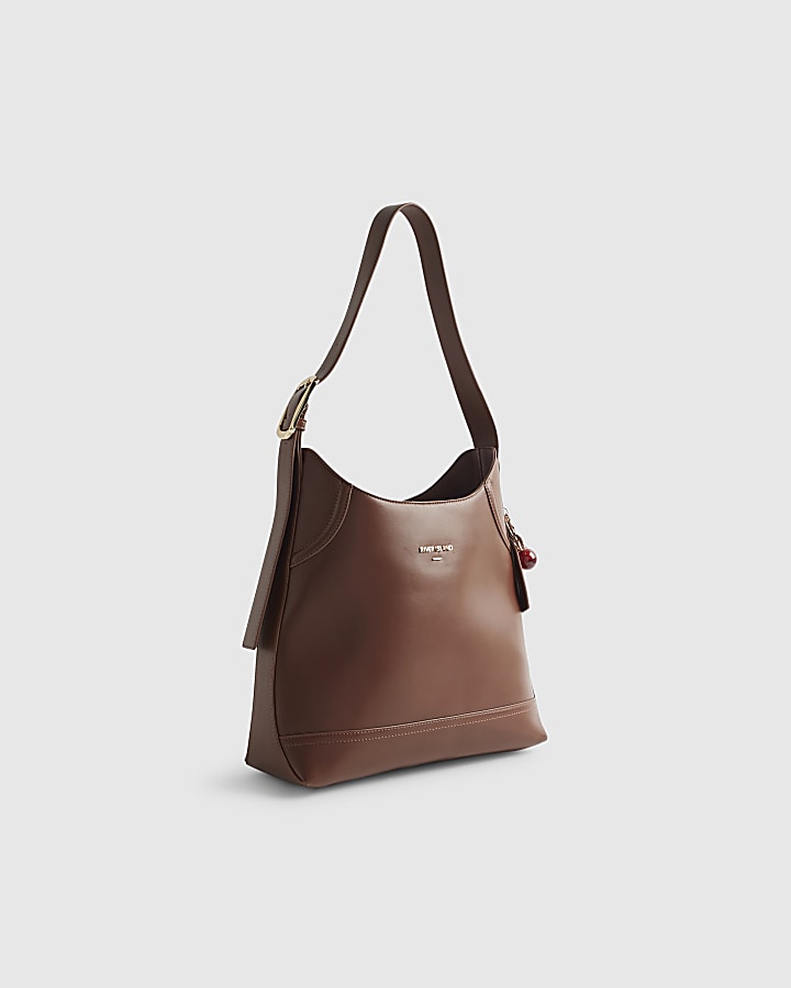 Brown Buckled Slouch Bag
