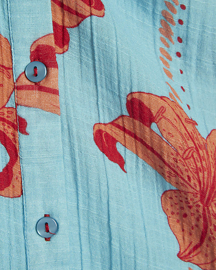 Blue Palm Print Shirt