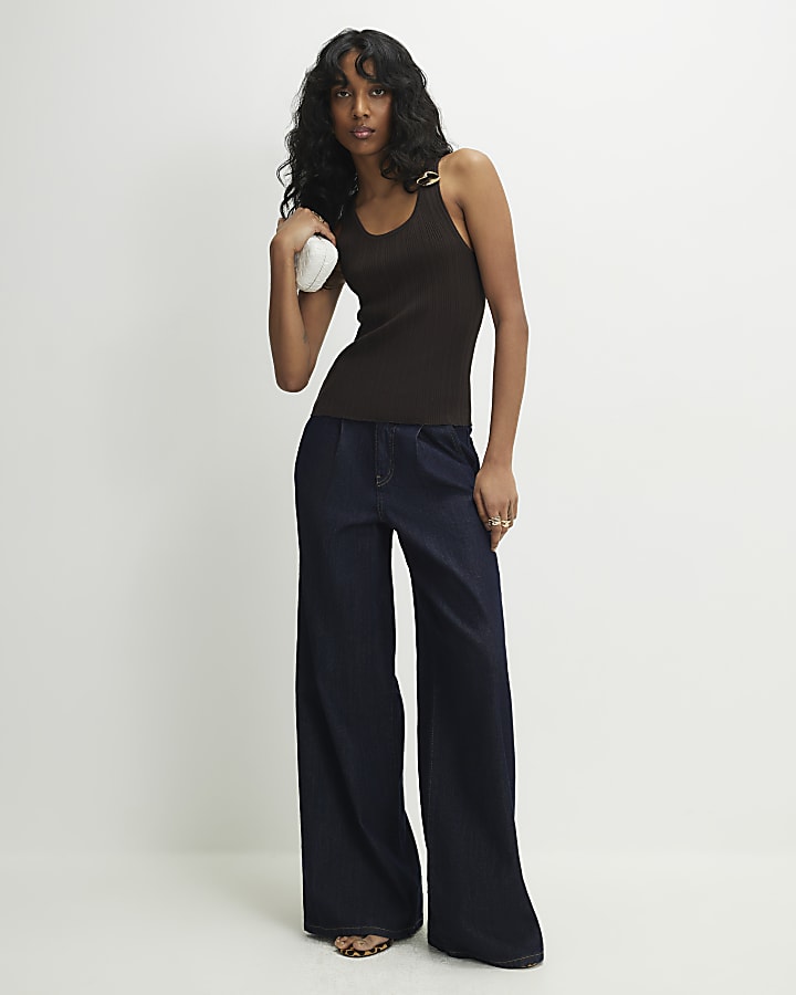 Brown Knitted Gold Detail Vest