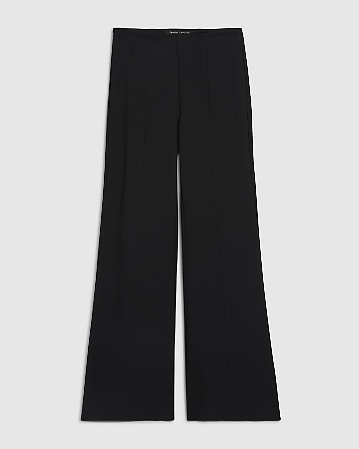 Black Ponte Tailored Flared Trousers