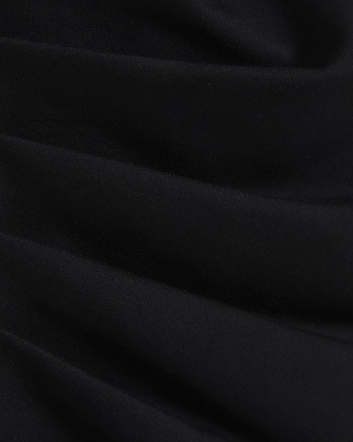 Black Ponte Sleeveless Button Detail Top