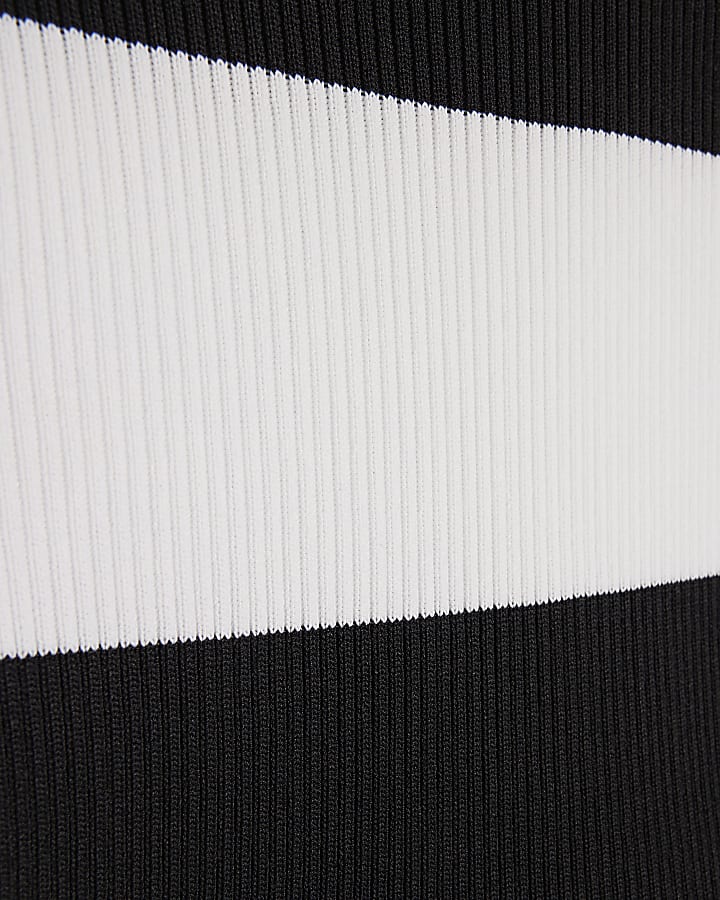 Black Belted Stripe Midi Dress