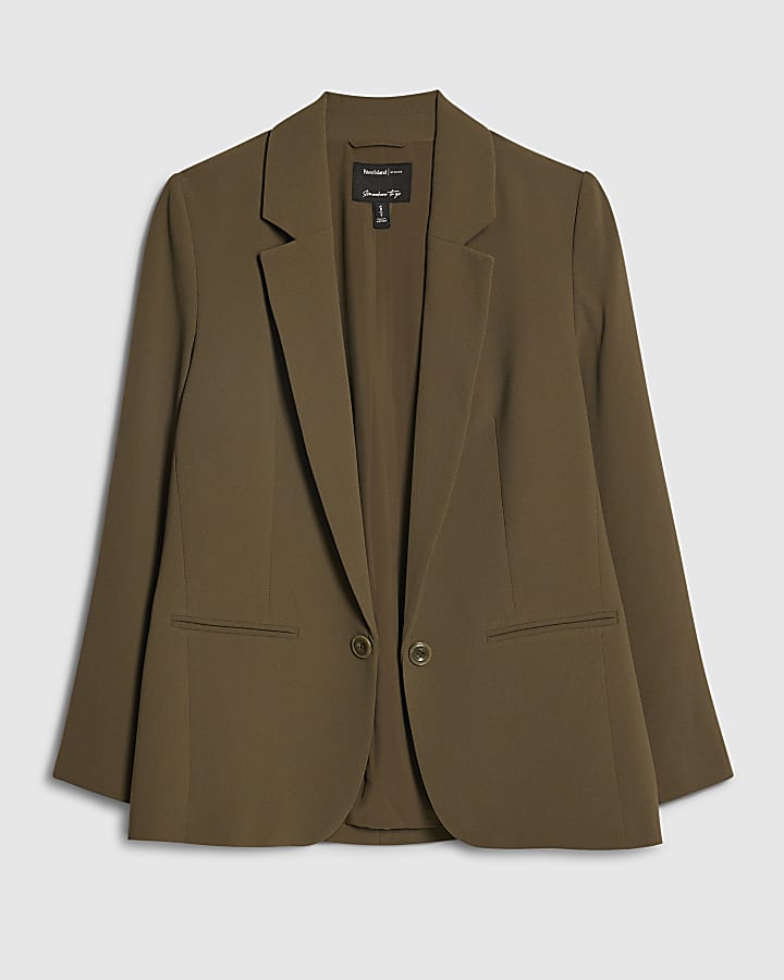 Green Long Sleeve Ruched Blazer