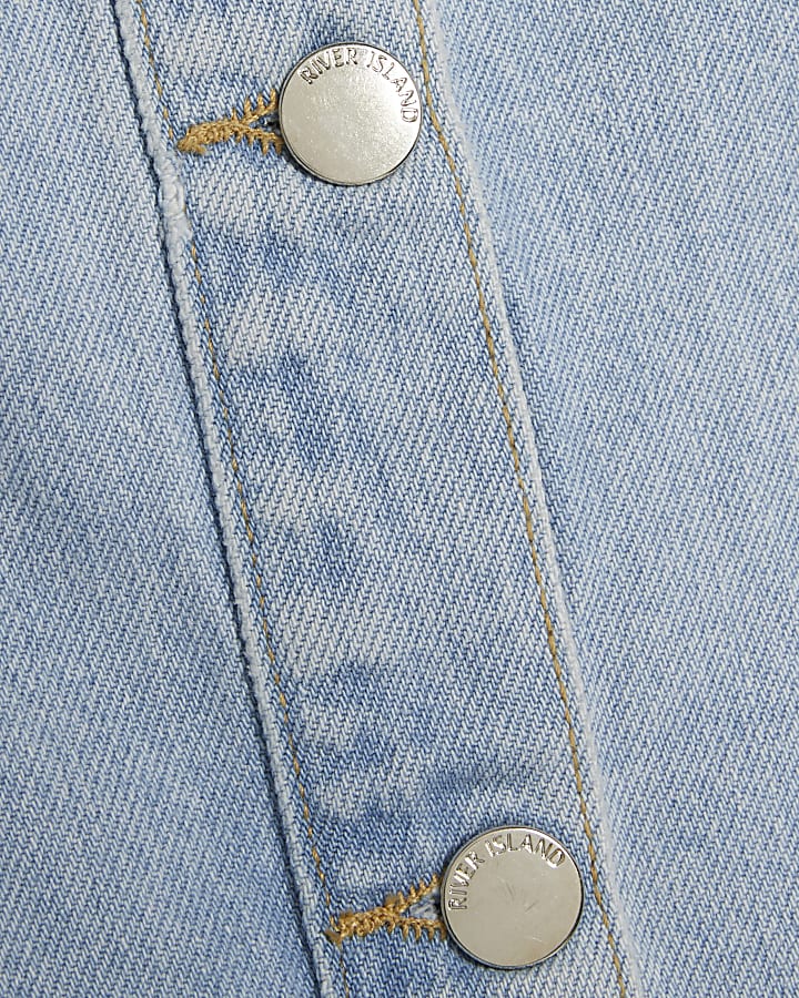 Blue Denim Sleeveless Raw Hem Top