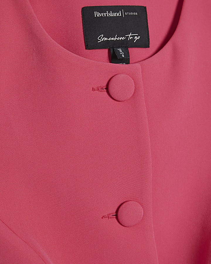 Pink Button Detail Waistcoat