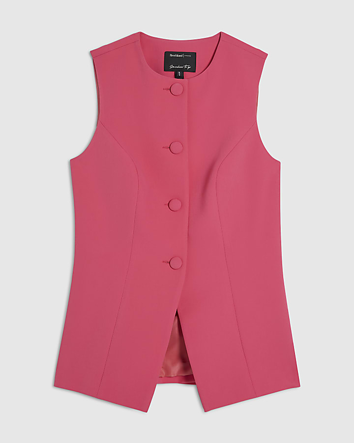 Pink Button Detail Waistcoat