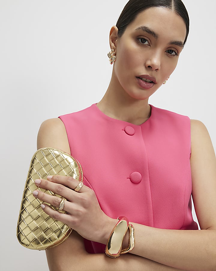 Pink Button Detail Waistcoat