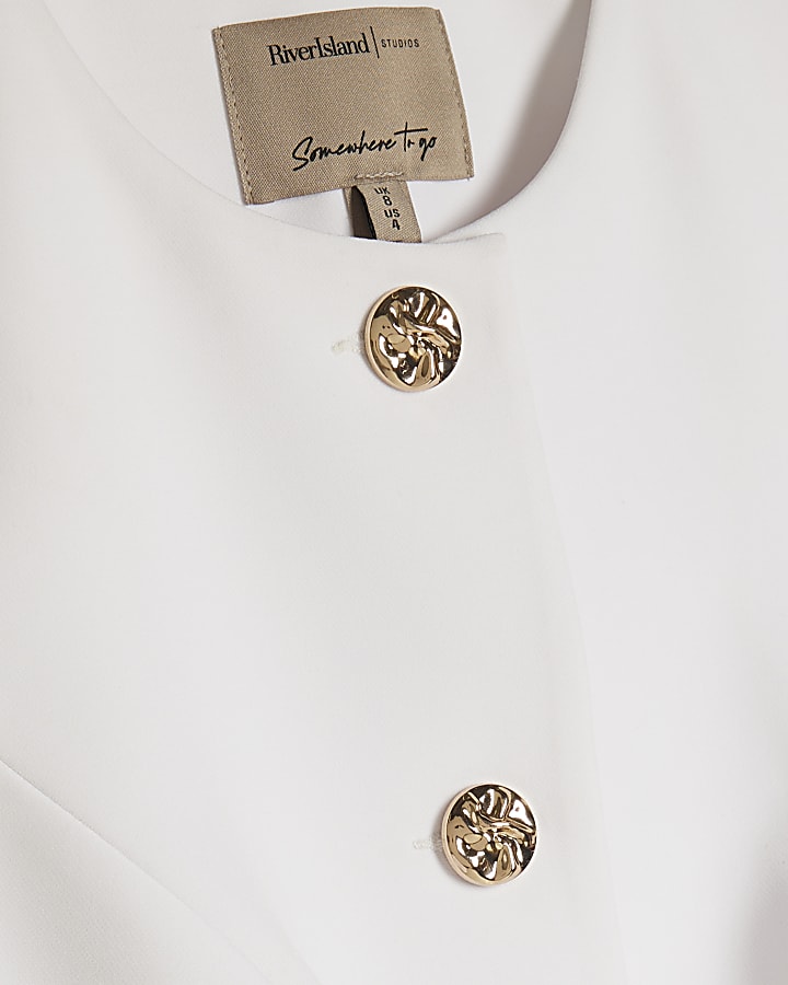 White Button Detail Waistcoat