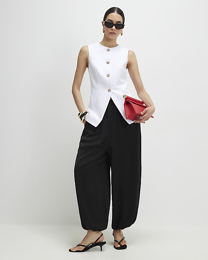 White Button Detail Waistcoat