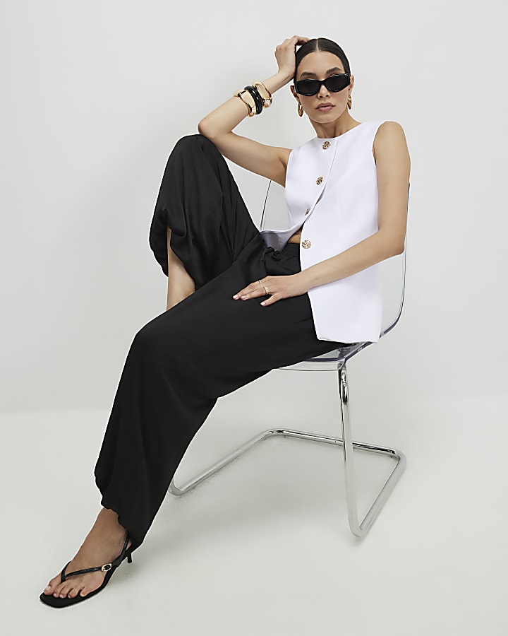 White Button Detail Waistcoat