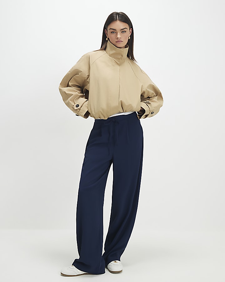 Navy Tailored Elasticated Jogger Trousers