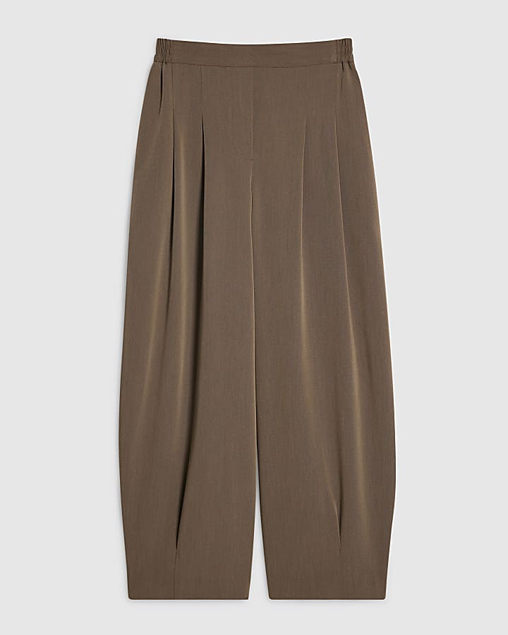 Beige Tailored Balloon Leg Trousers