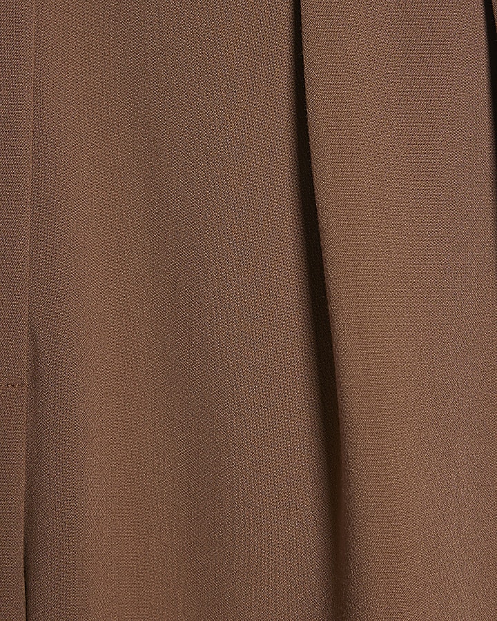 Brown Belted Wide Leg Trousers