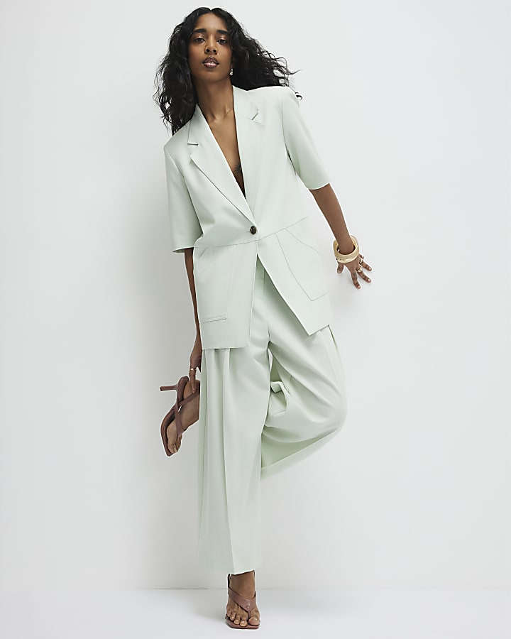 Green Ankle Grazer Tailored Trousers