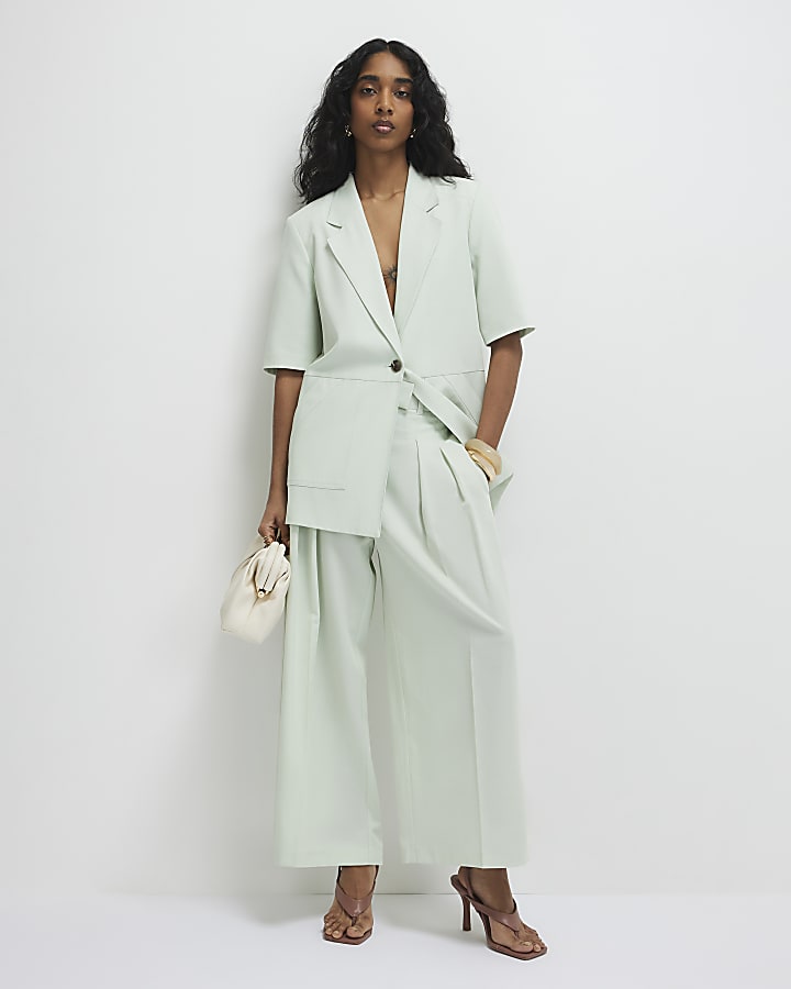 Green Ankle Grazer Tailored Trousers