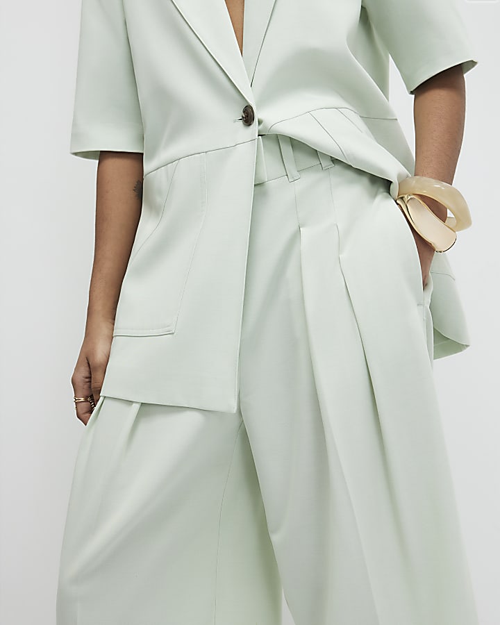 Green Ankle Grazer Tailored Trousers