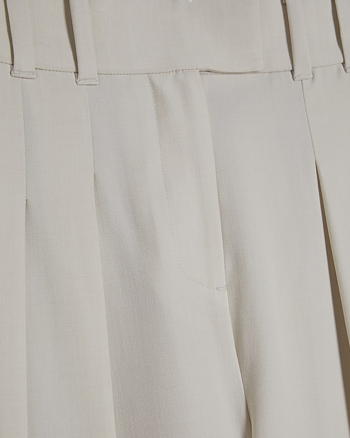 Beige Ankle Grazer Tailored Trousers