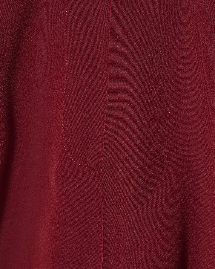 Red Tailored Plaited Belt Shorts