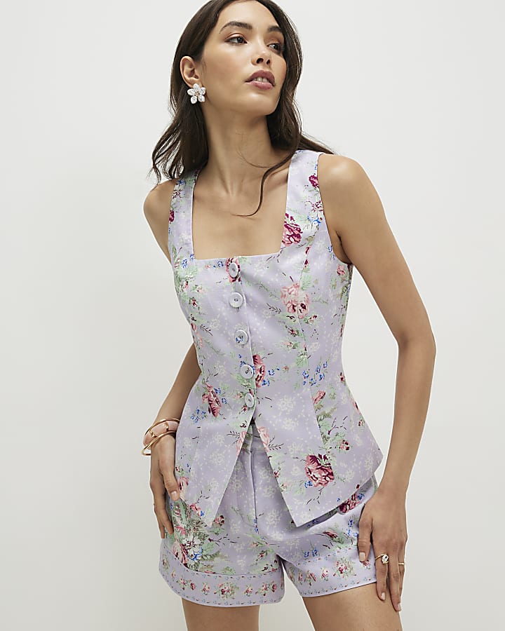 Purple Floral Waistcoat