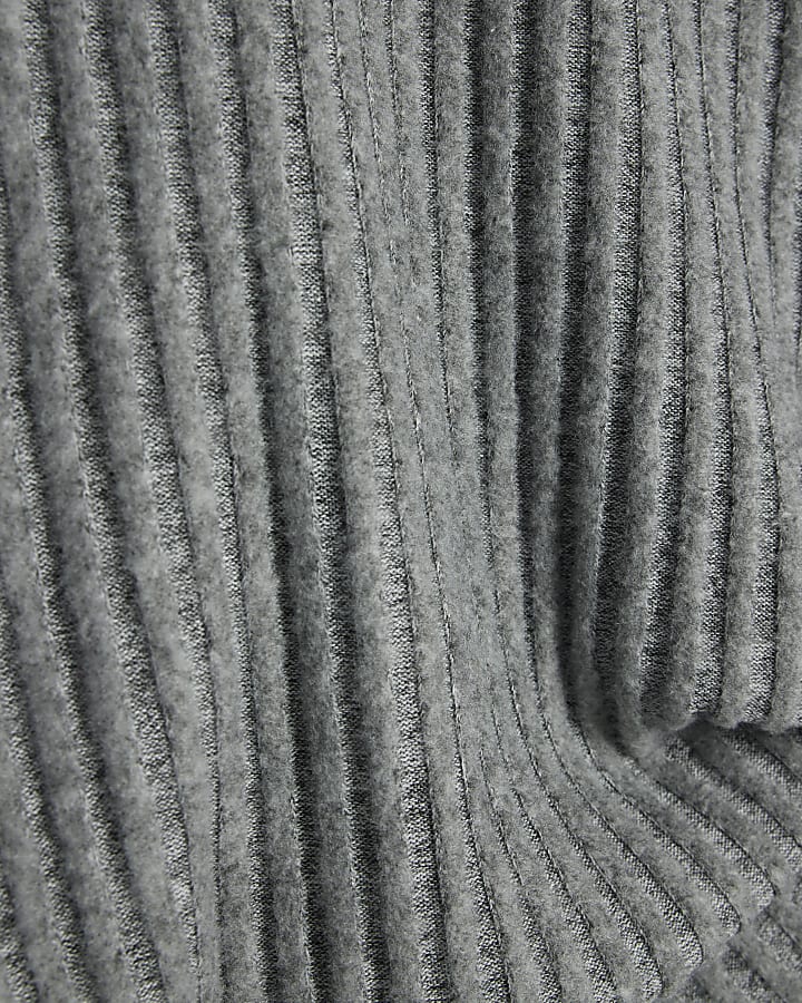 Grey Cosy Ribbed Knot Side Top
